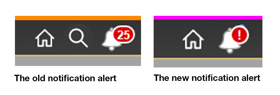 Screenshot of old and new notification alerts