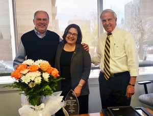 Kathleen Bollard with husband David Click and President Benson