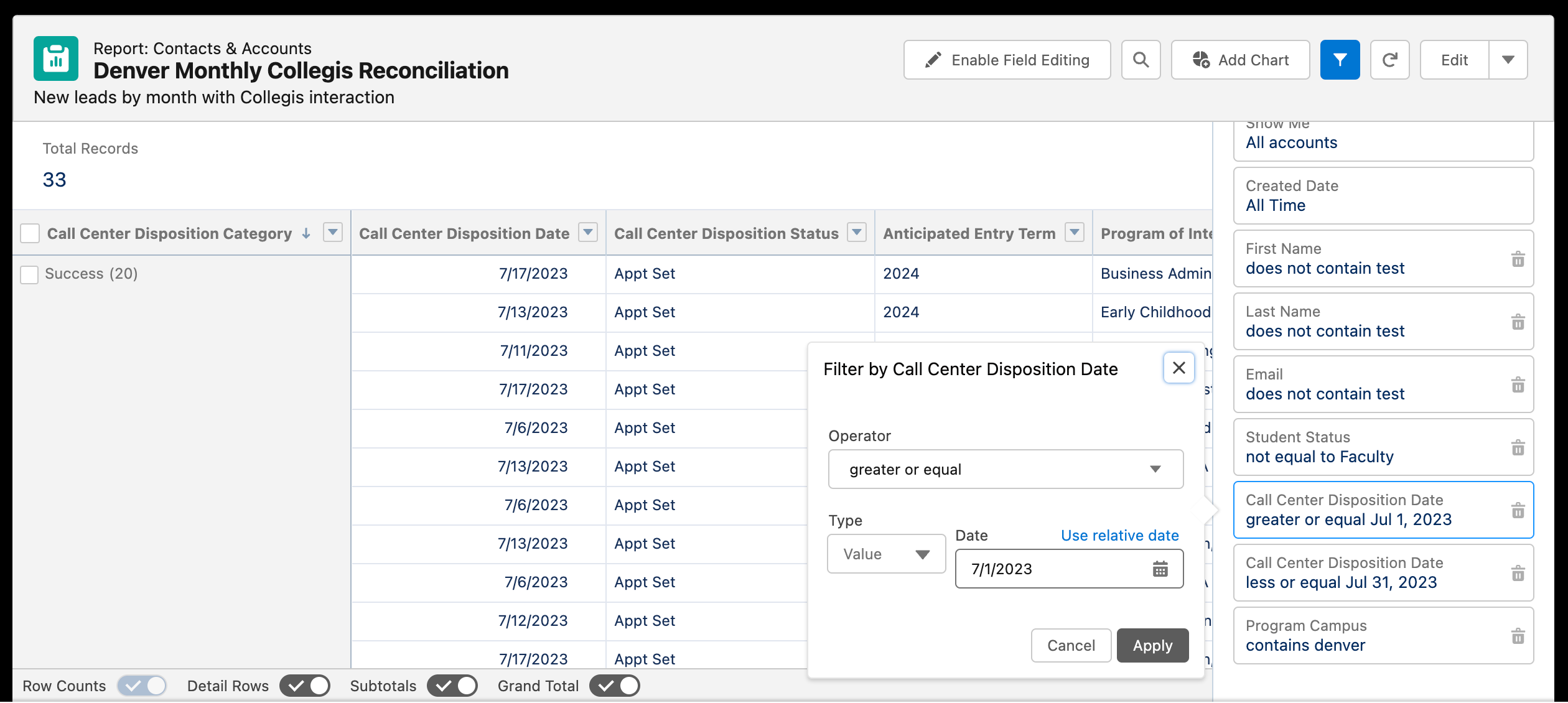 Filter Expansion Greater Than or Equal To