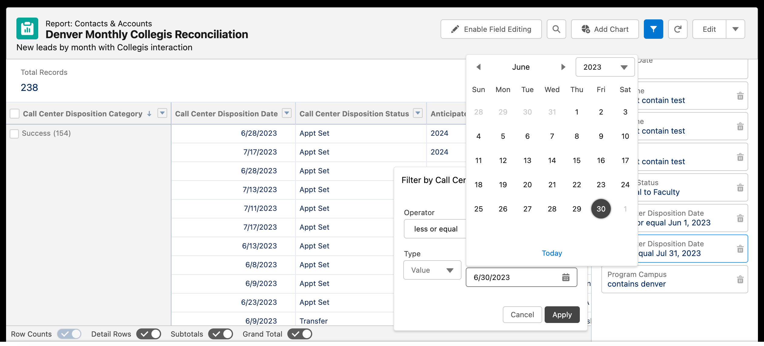 Filter Expansion Less Than or Equal To