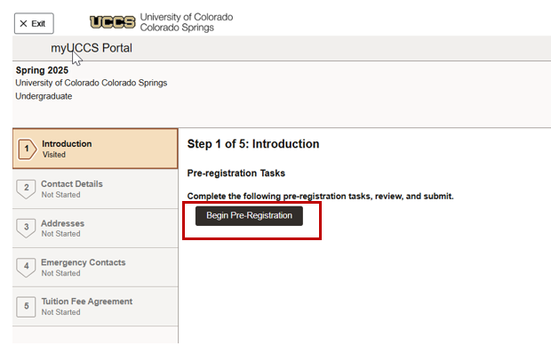 Screenshot of the Pre-registration prompt