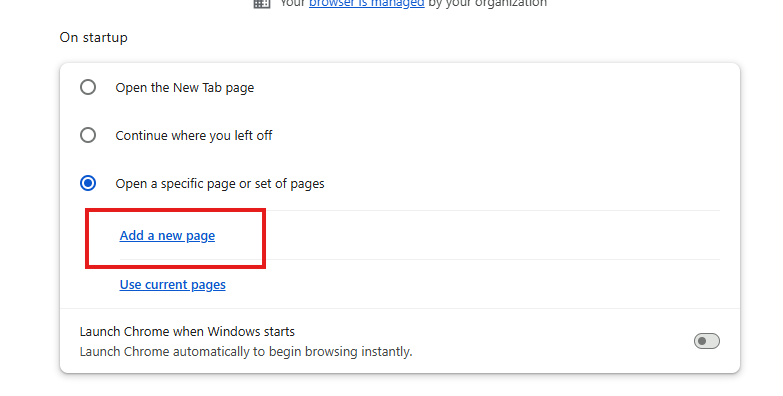 Add a New Page on Google Chrome