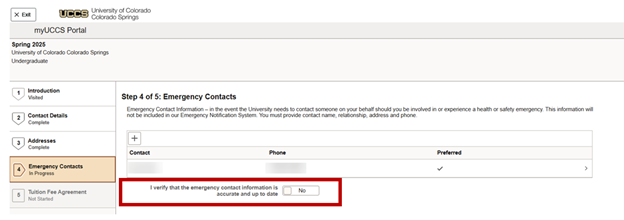 verify emergency contacts