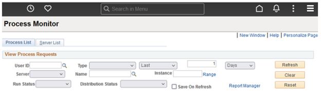 Screenshot of Process Monitor in Campus Solutions