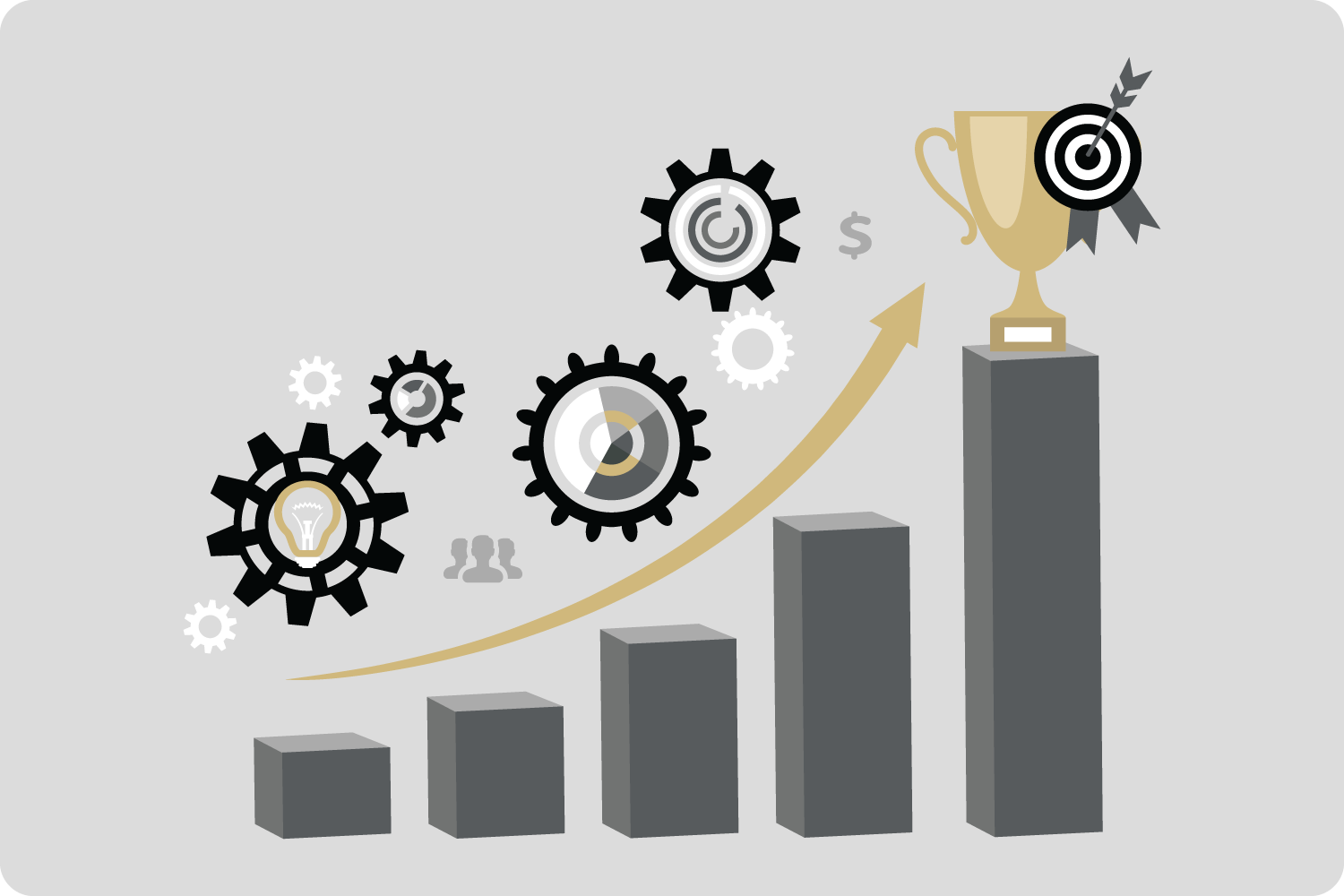 graphic of gears leading to achievement