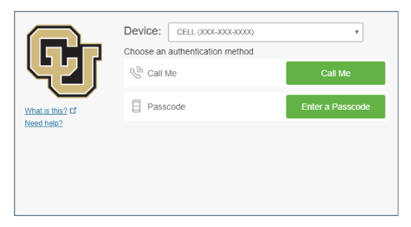 Authentication page