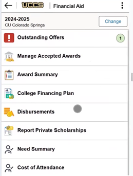 Self Service pages on a mobile device