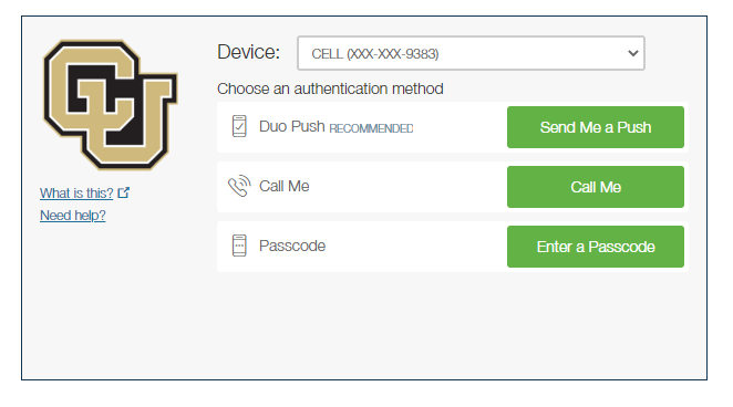 Authentication page