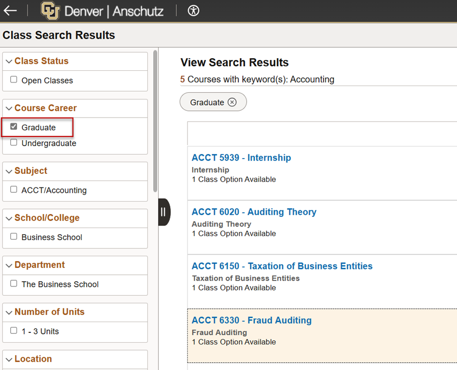 Results from a Subject search
