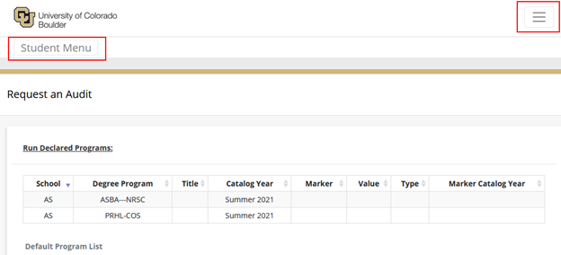Example of the collapsed menu