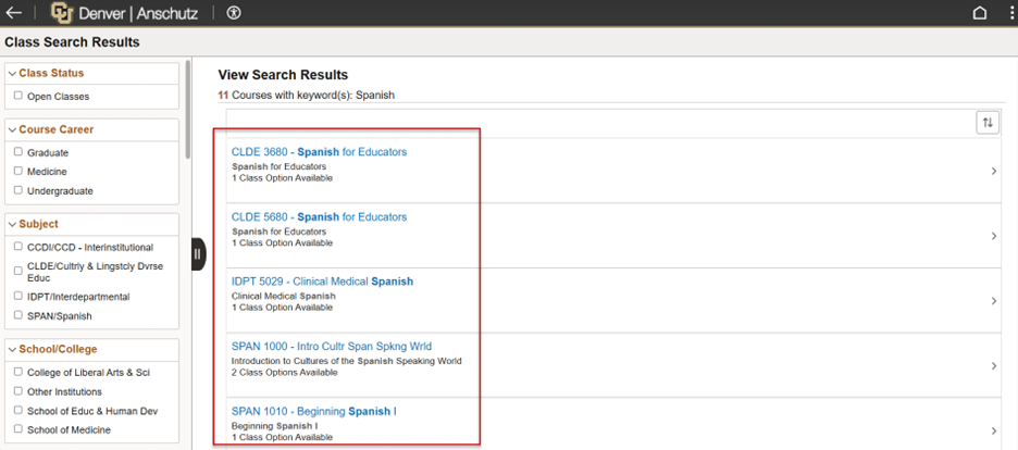 Search results screenshot