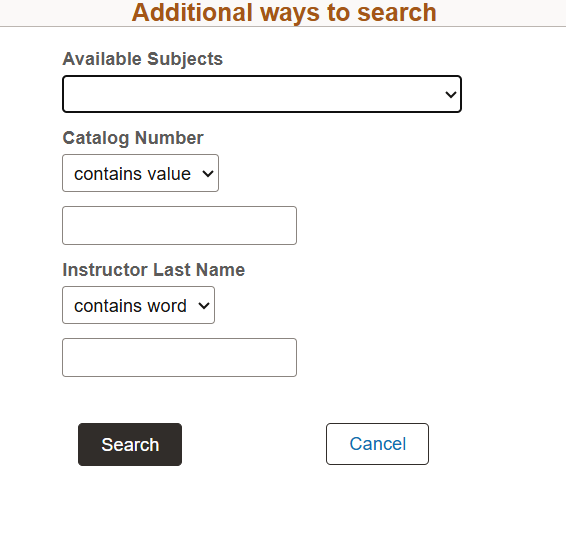 Fields under Additional Ways to Search