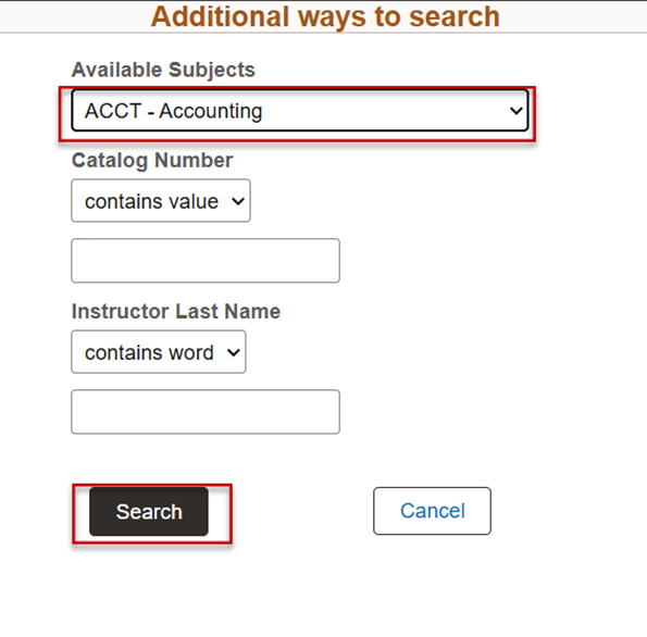Example of Search button