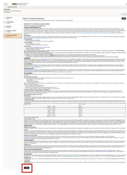 Tuition Agreement page