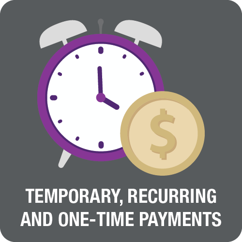 Temporary recurring and one-time payments