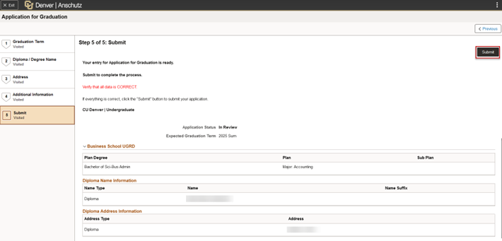 Step 5 Submit your graduation application