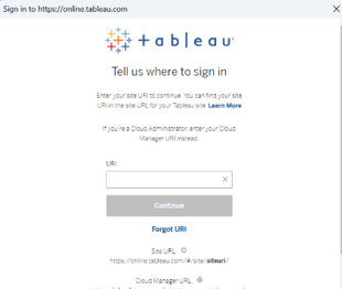 Tableau URI Screen