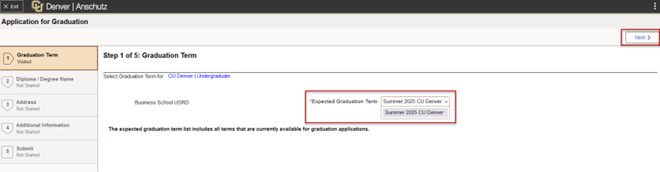 how to confirm the expected graduation term