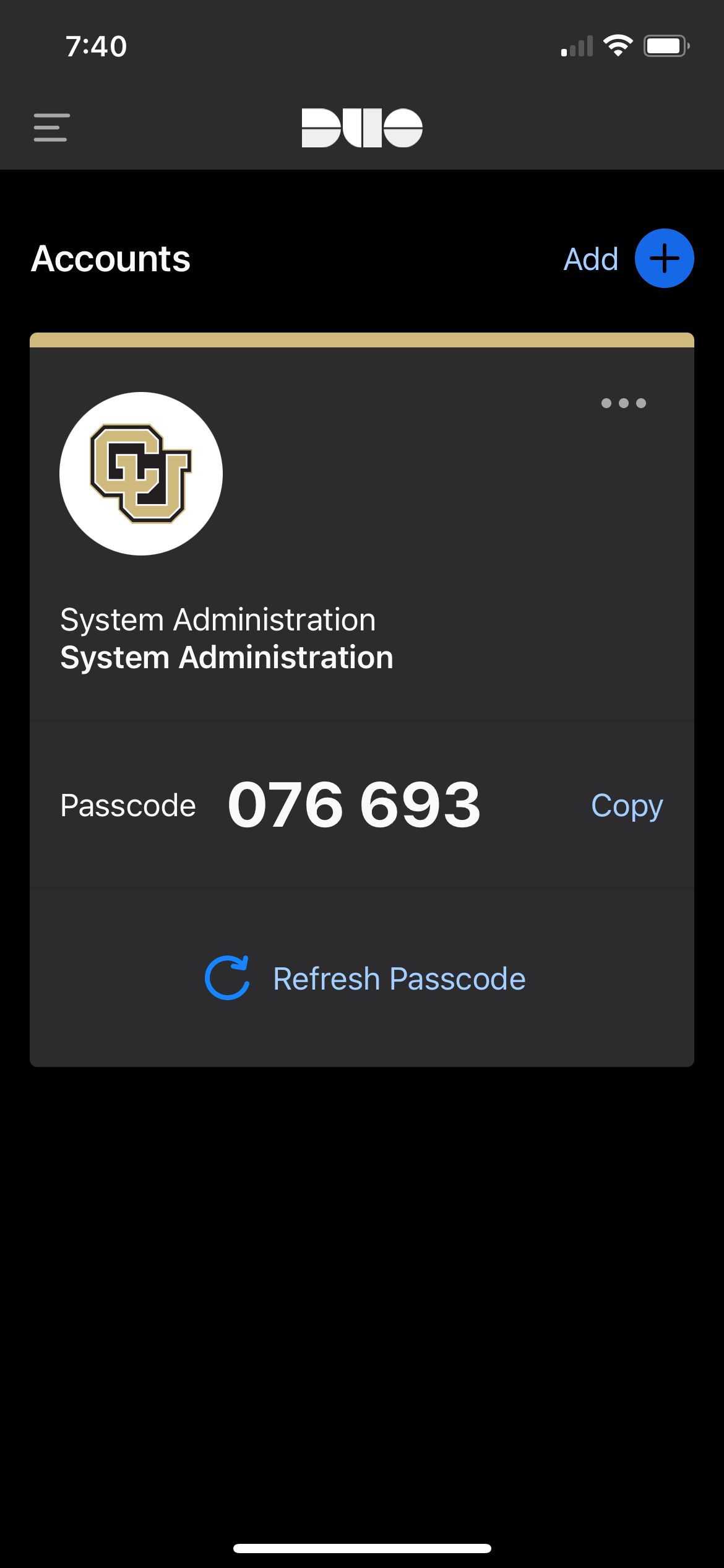 Duo passcode image