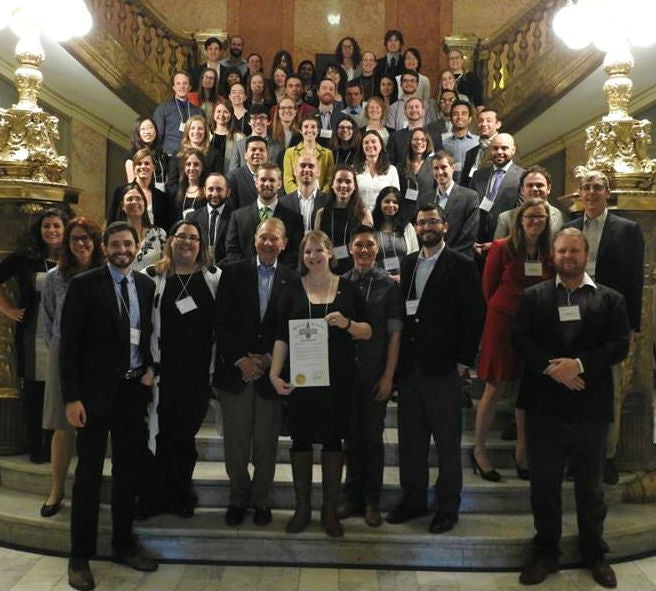 Researchers pose at Early-Career Scientists Day at the Capitol