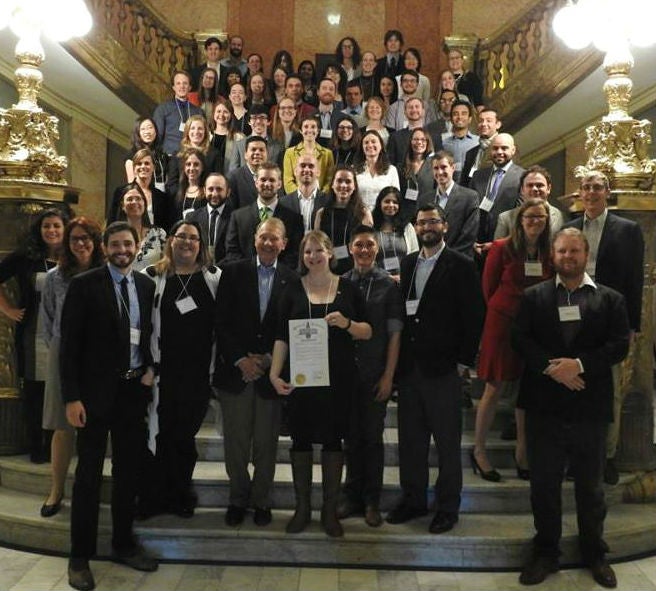 Researchers pose at Early-Career Scientists Day at the Capitol Researchers pose at Early-Career Scientists Day at the Capitol