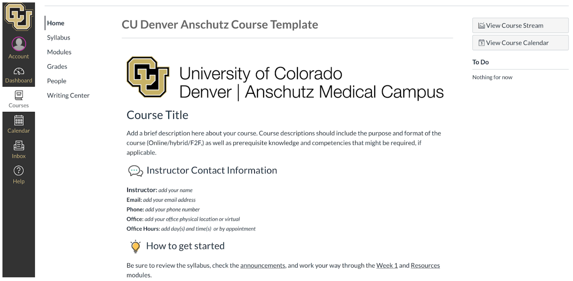 CU Denver | Anschutz Online Course Template