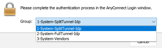 selecting the correct vpn group