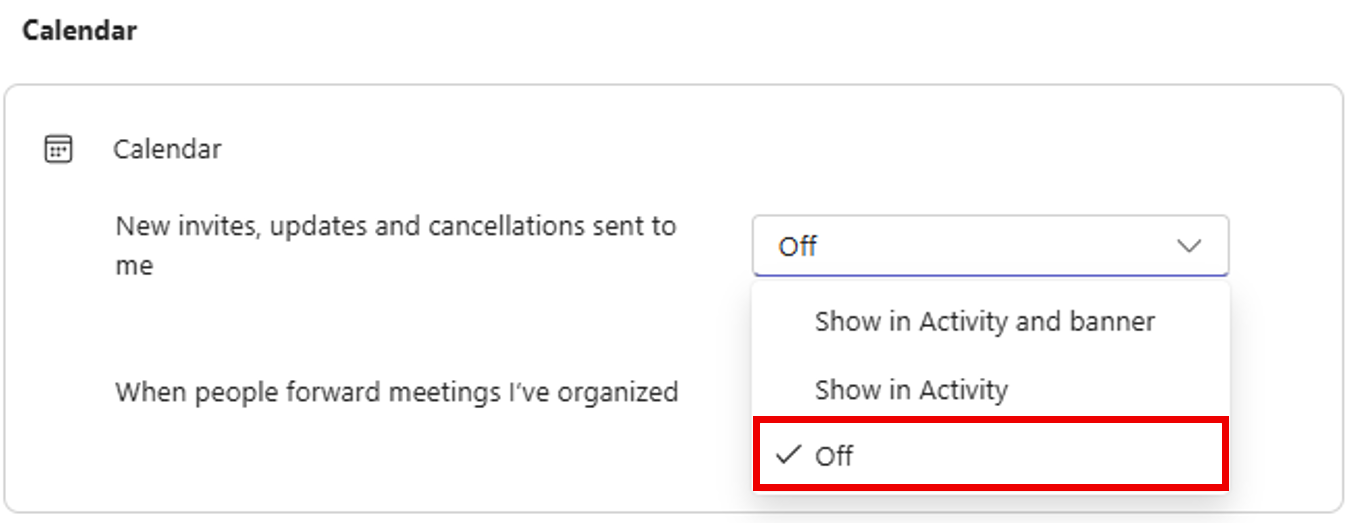 A screenshot of the Teams desktop app notifications preferences menu.