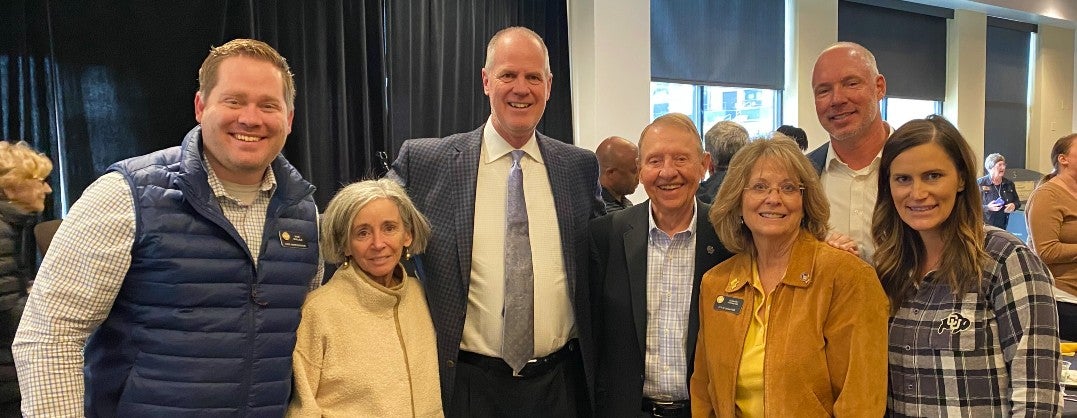 Representative Kyle Mullica, Representative Judy Amabile, CU Men’s Basketball Coach Tad Boyle, CU’s Jerry Johnson, Senator Barbara Kirkmeyer, Senator Kevin Priola, CU’s Heather Retzko