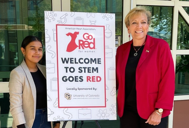 Dr. Angie Paccione and TIME 2020 Kid of the Year, Gitanjali Rao at the STEM Goes Red Event at CU Boulder