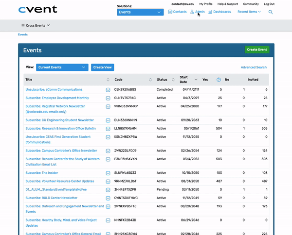 Access CU Cvent Portal Access CU Cvent Portal
