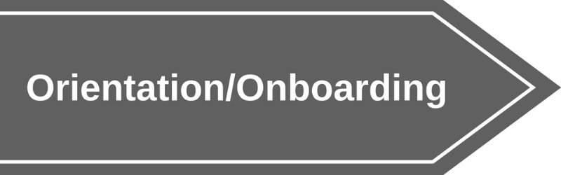 grey banner labeled Orientation/Onboarding