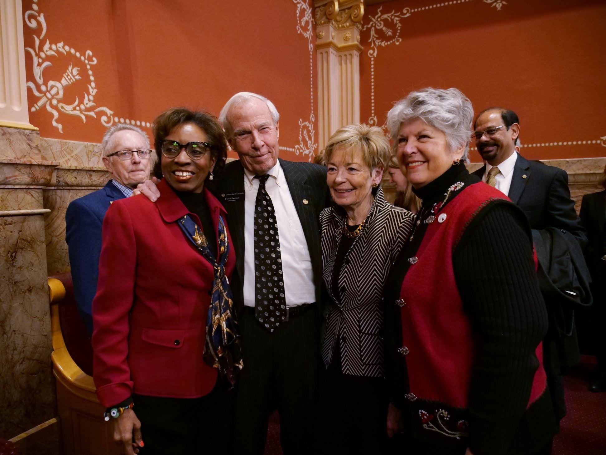 enator Rhonda Fields (D-Arapahoe), CU President Bruce Benson, Marcy Benson, Senator Nancy Todd (D-Arapahoe)