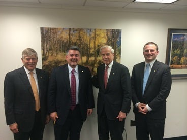 CU President Benson, CU Anschutz Chancellor Elliman, Senator Gardner, and Kent Springfield