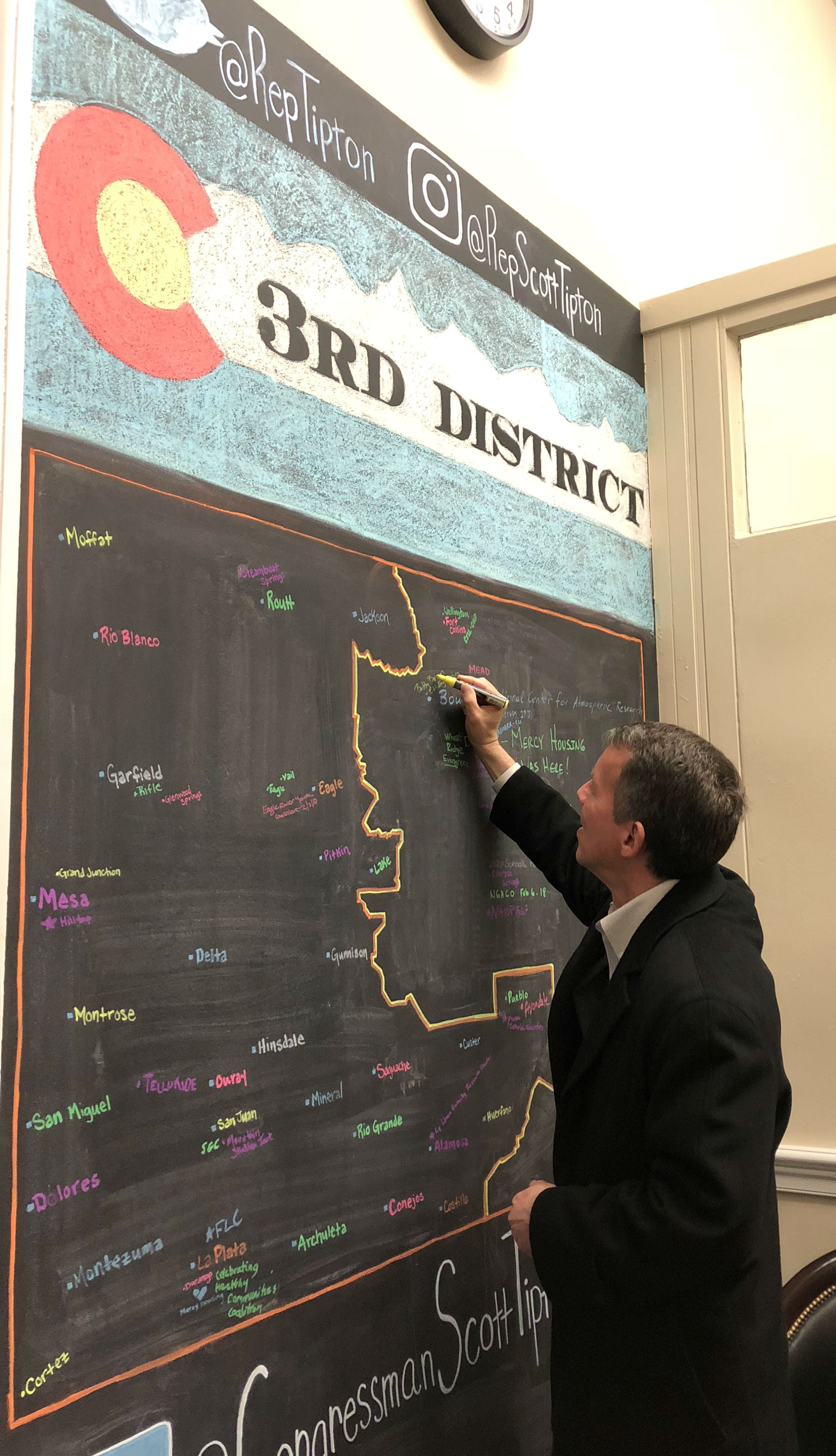 Dean Bobby Braun at a meeting in Congressman Scott Tipton's office to discuss University of Colorado Boulder & engineering partnerships with Colorado Mesa University and the Colorado Western Slope 