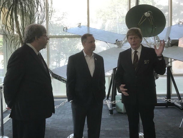 Thomas Sparn, Director of Engineering (LASP) with NASA Administrator Jim Bridenstine and Dr. Daniel Baker, Director (LASP)