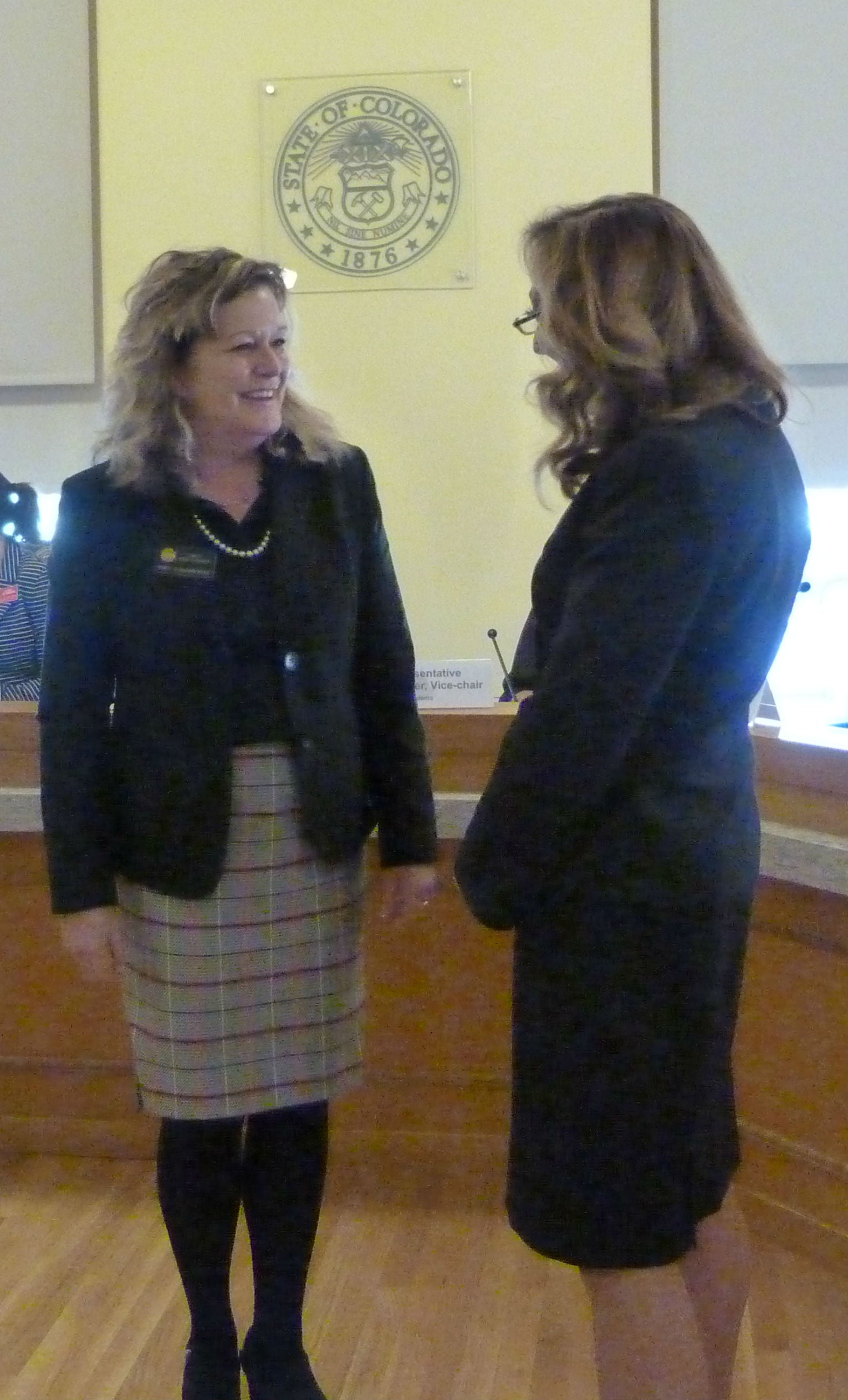 Kim Muller and Representative Tracy Kraft-Tharp (D-Arvada)