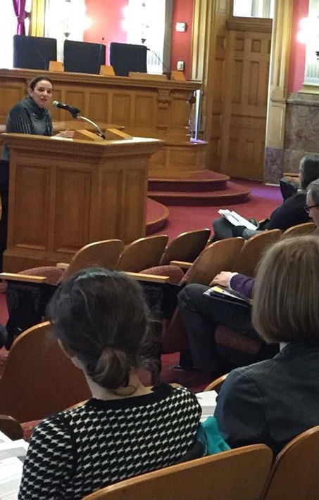 Representative Edie Hooton (D-Boulder) speaks to the ELP group