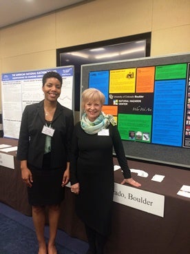 Kathleen Tierney, Ph.D., and Nnenia Campbell at the CNSF Exhibit