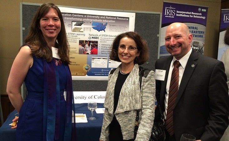 Pictured left to right: Kacy Redd (APLU), France Córdova (NSF), Noah Finkelstein (CU-Boulder)