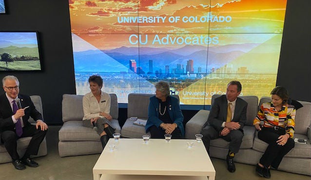 CU President President Mark Kennedy, CO Department of Higher Ed COO Inta Morris, Senator Nancy Todd, Senator Paul Lundeen, Denver City Councilwoman Kendra Black 