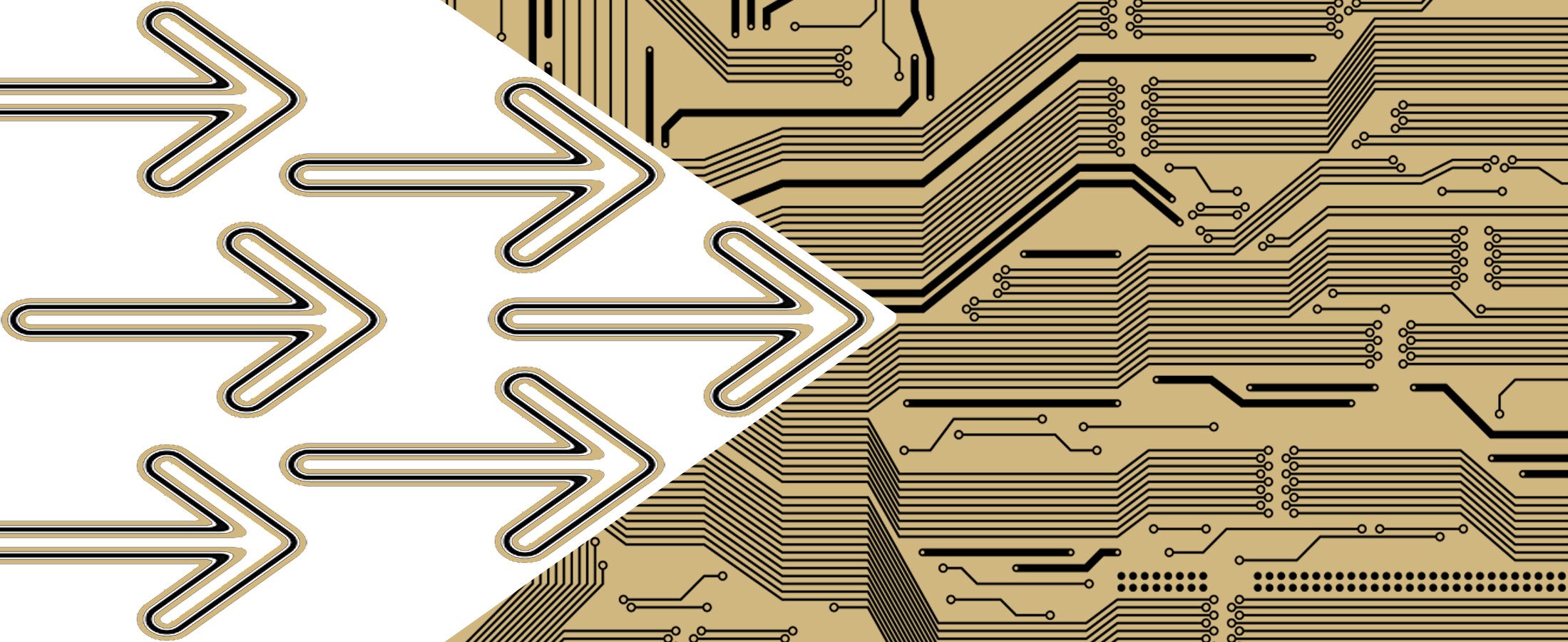 Banner showing arrows breaking through technology to represent CU Next brand