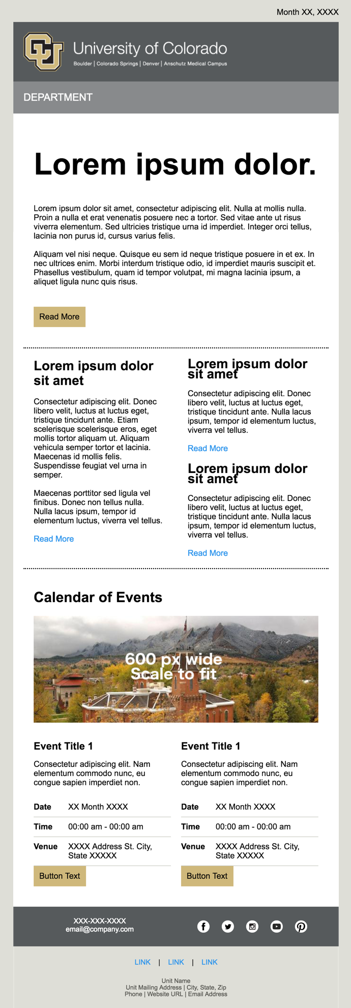 eComm Email Templates University of Colorado