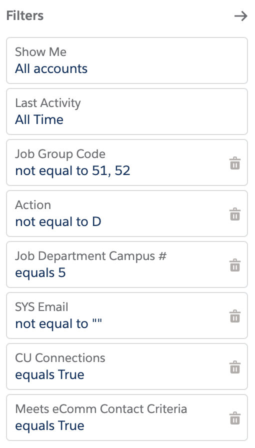 Commercial Send Report Criteria