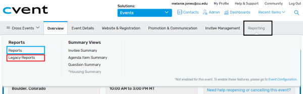 Cvent Reporting Cvent Reporting