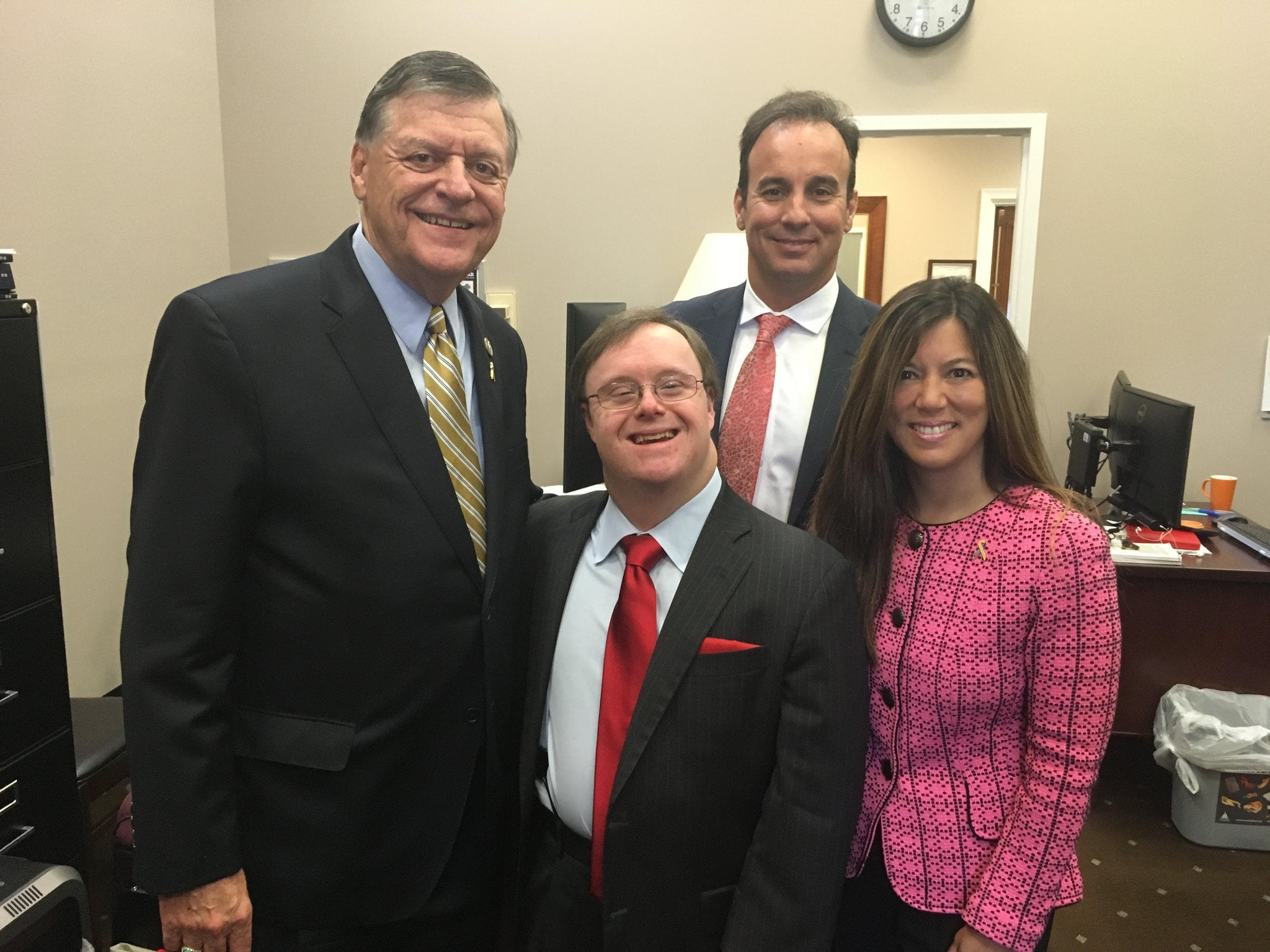 House Labor-HHS-Education Appropriations Subcommittee Chairman Tom Cole, Down Syndrome self-advocate Frank Stephens, CU Anschutz’s Dr. Joaquin Espinosa, and Global Down Syndrome Foundation President Michelle Sie Whitten