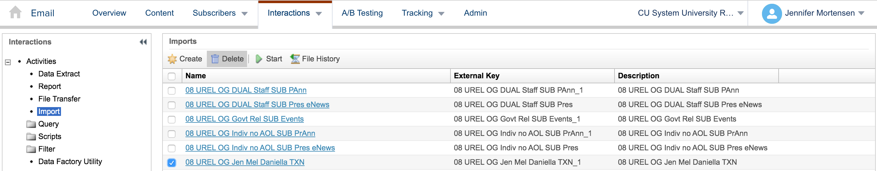 Delete Data Extension: Step One