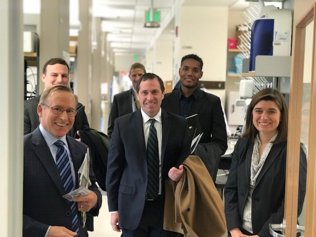 Congressman Jason Crow with J. Mark Petrash and M. Valeria Canto-Soler at CU Anschutz Medical Campus Congressman Jason Crow with J. Mark Petrash and M. Valeria Canto-Soler at CU Anschutz Medical Campus