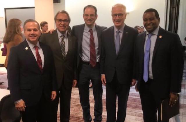 Chairman David Cicilline, CU Law Dean James Anaya, CO Attorney General Phil Weiser, CU President Mark Kennedy, Rep. Joe Neguse