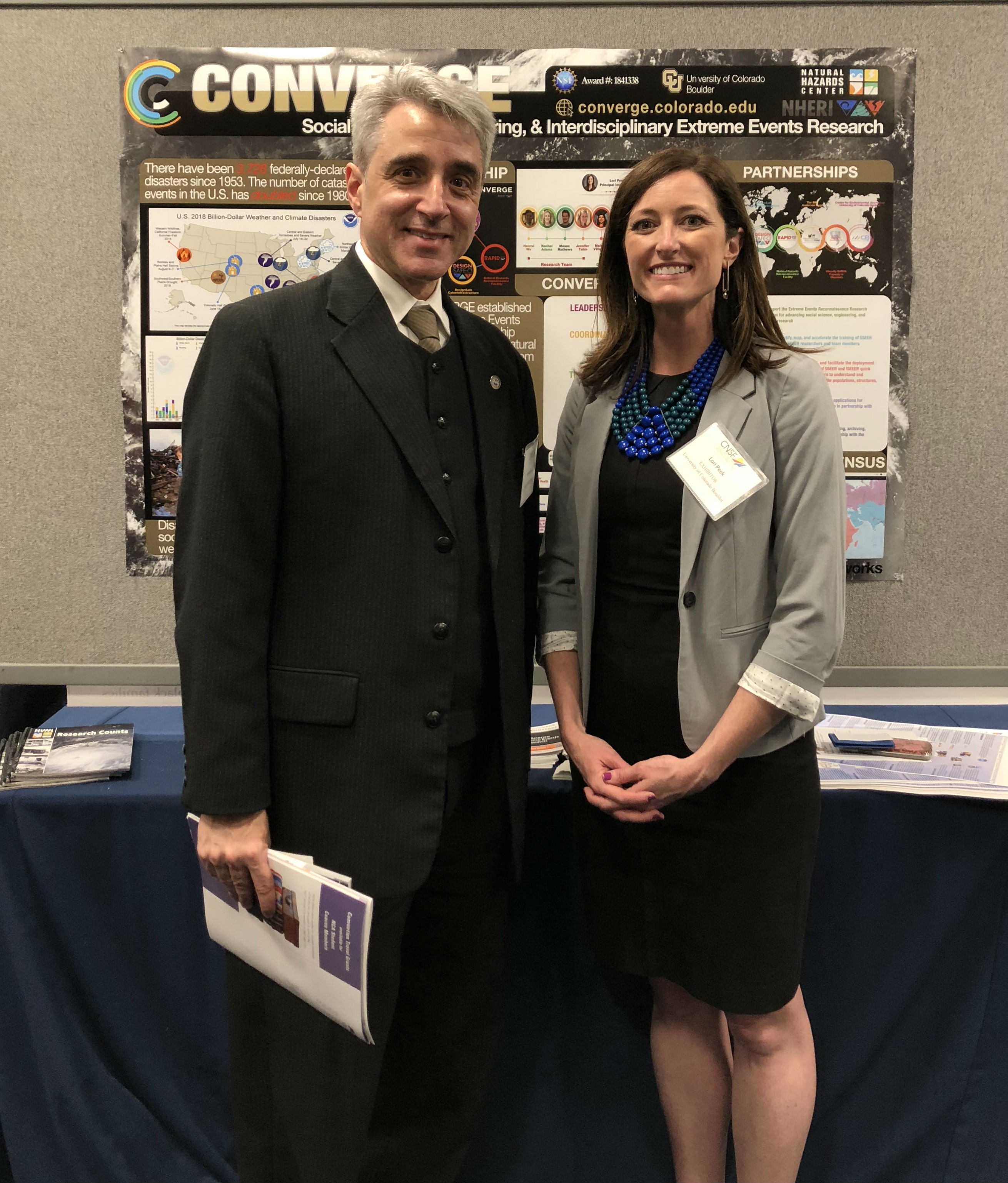 Lori Peek, Director of the Natural Hazards Center at CU Boulder, with Skip Lupia, head of NSF Social, Behavioral and Economic Sciences Directorate